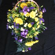 Funeral basket ( Long and Low) yellow and Blue