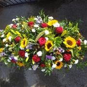 Sunflower coffin spray