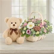 Hello Beautiful Country Basket with Teddy